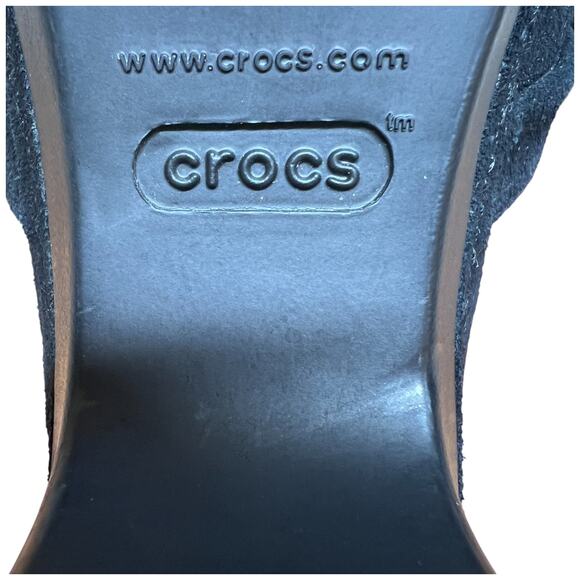 CROCS Sarah Women's 8 Black Suede Clog Slip On Mule Triple Comfort Lightweight - Picture 13 of 16